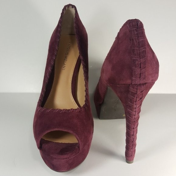 New Antonio Melani "Luna" Suede peep toe heels - Picture 8 of 8
